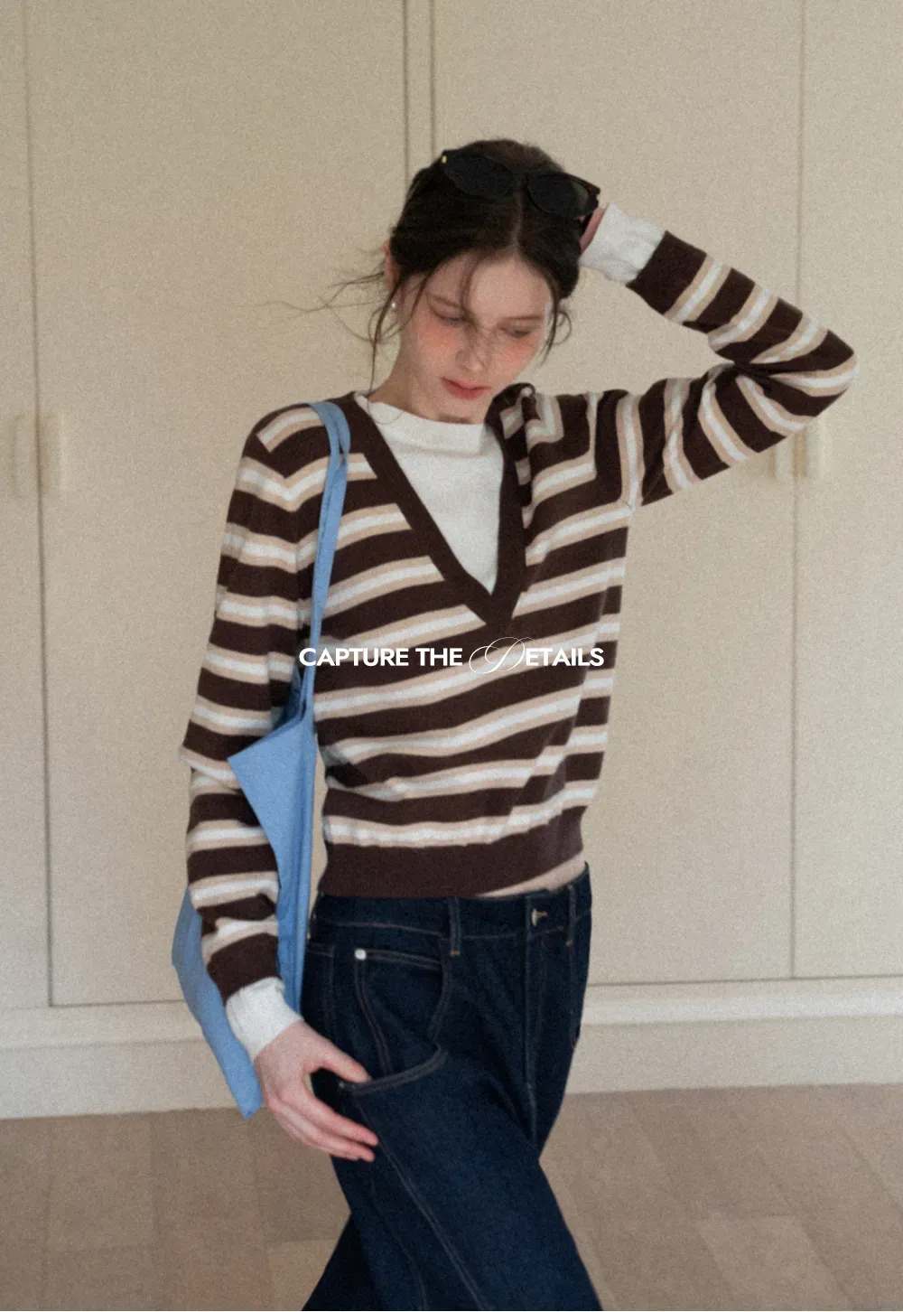 Layered V-Neck Striped Sweater