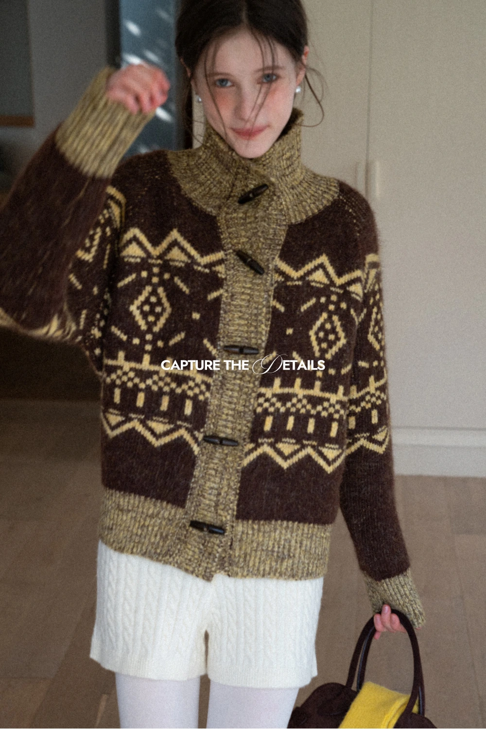 Vintage-Inspired Fair Isle Turtleneck Knit Sweater
