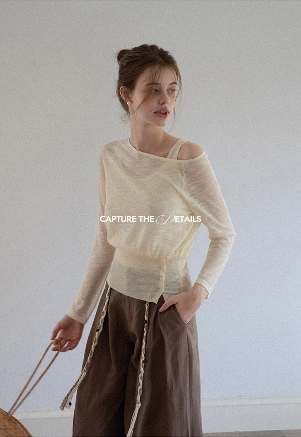 Women's Off-Shoulder Knit Top with Side Buttons