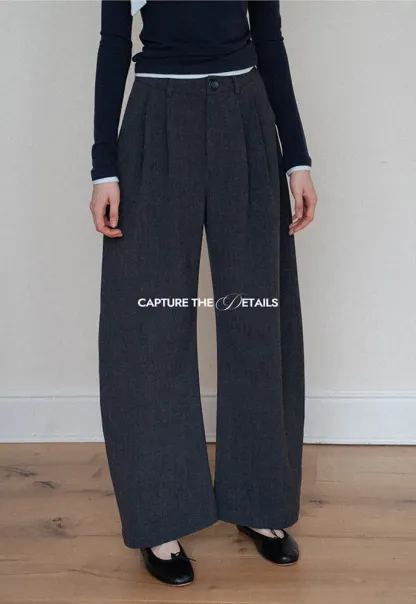 Wide-Leg Pleated Pants