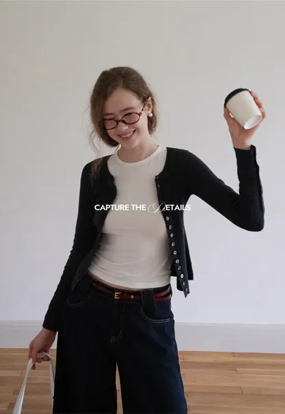 Womens Long Sleeve Button Down Knit Cardigan