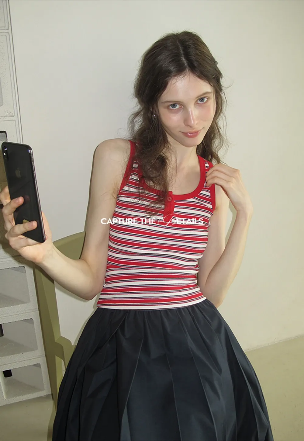 Women’s Striped Ribbed Henley Tank