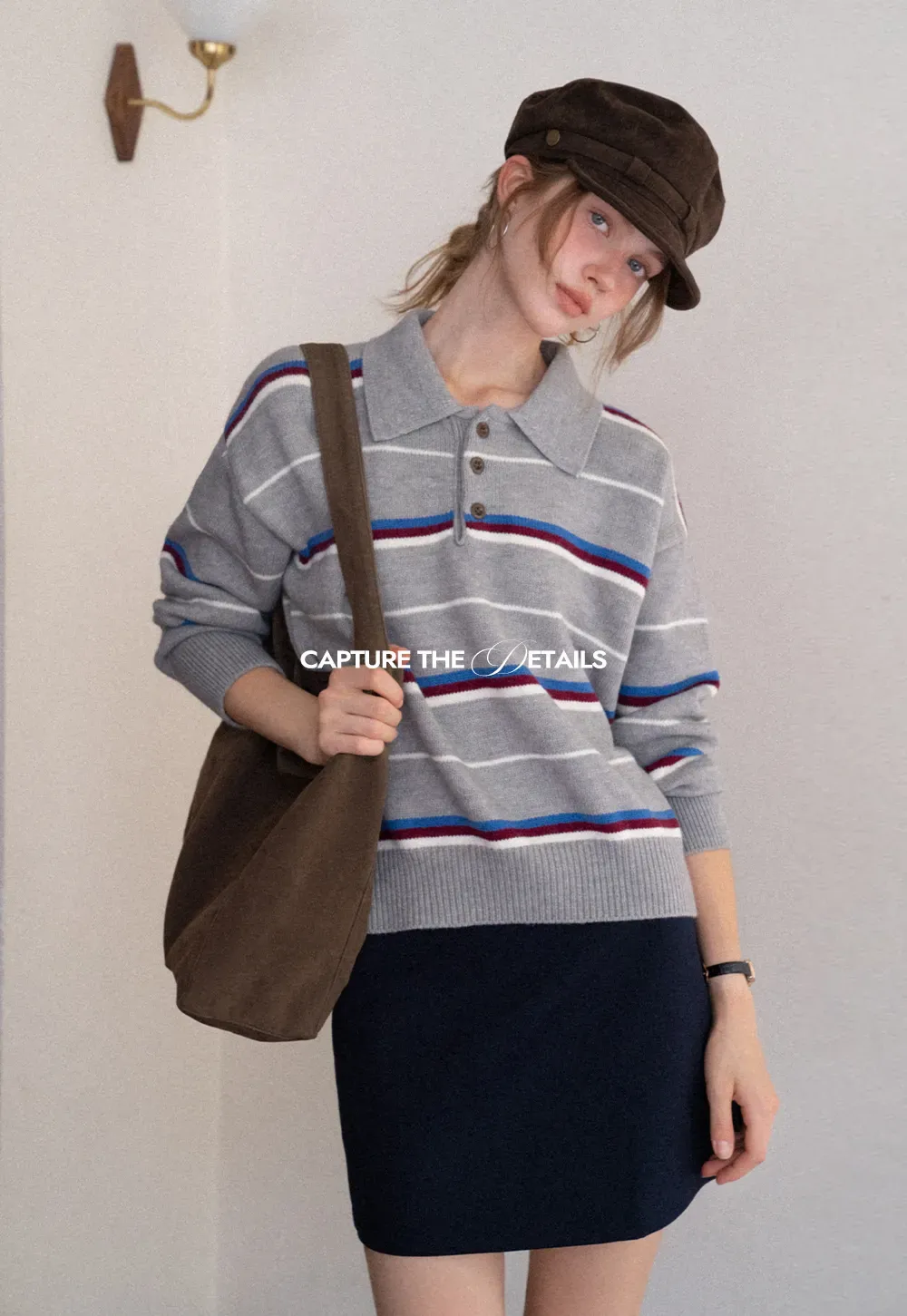 Striped Polo Knit Sweater