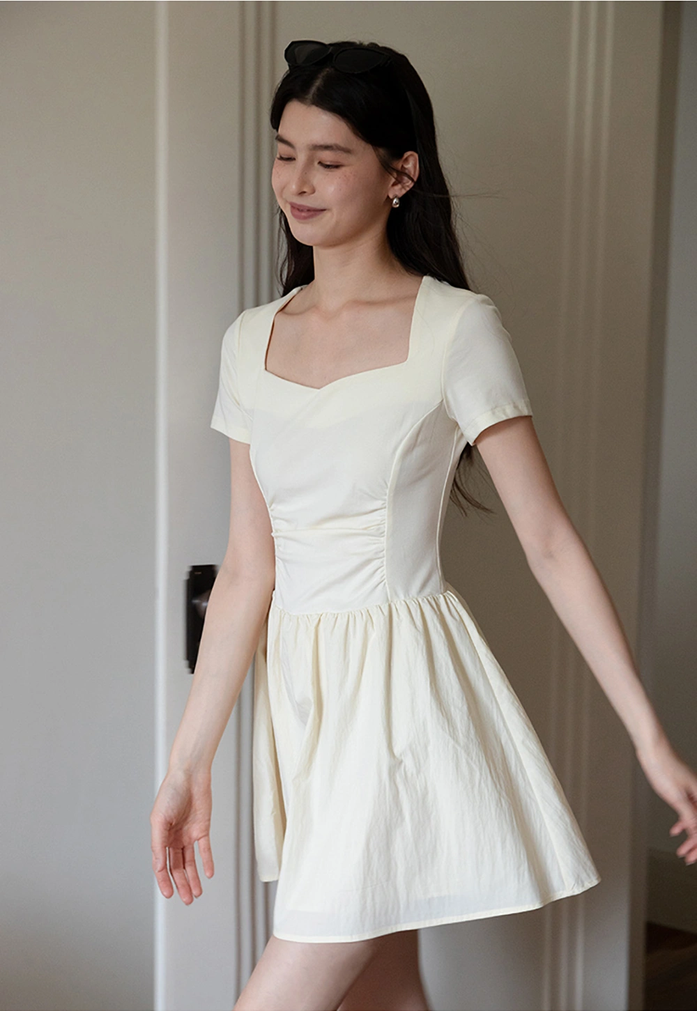 Square Neck Short Sleeve Dress for Women