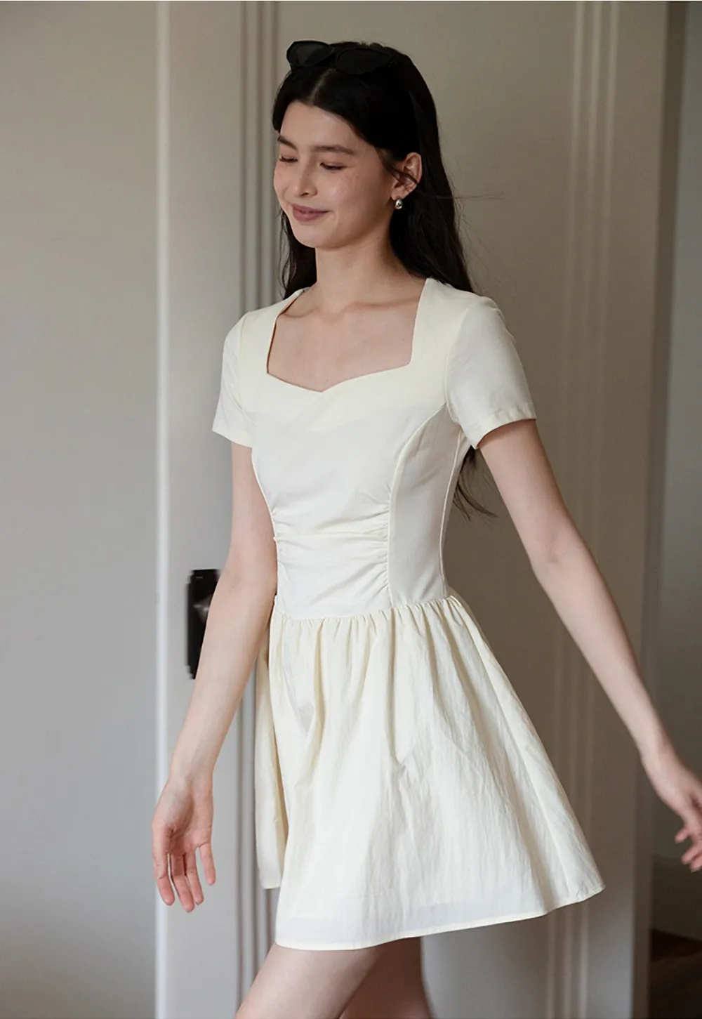 Square Neck Short Sleeve Dress for Women