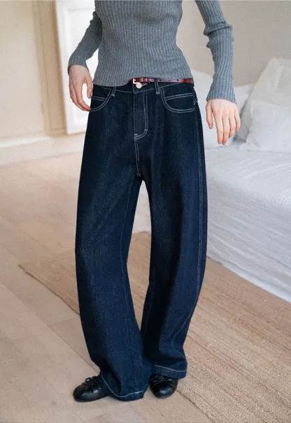 High-Waisted Wide Leg Denim Pants