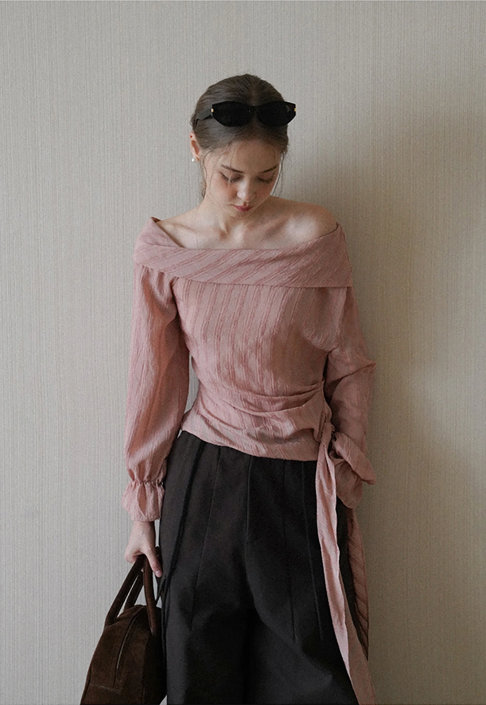 Womens Off Shoulder Tie Side Blouse