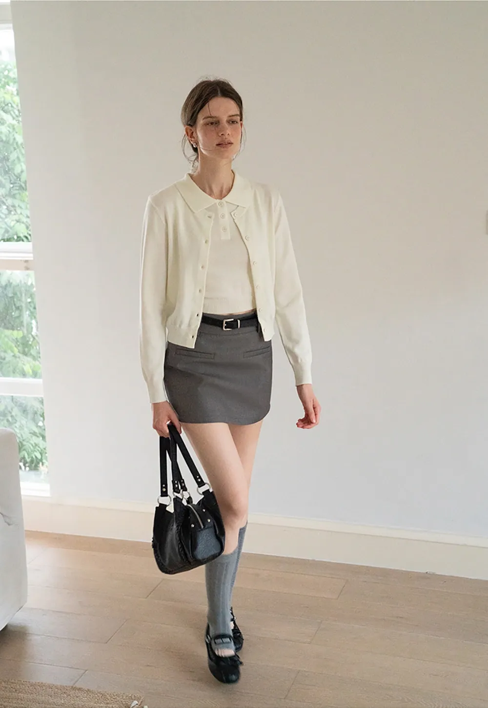 Womens Knit Cardigan Sweater Vest Set