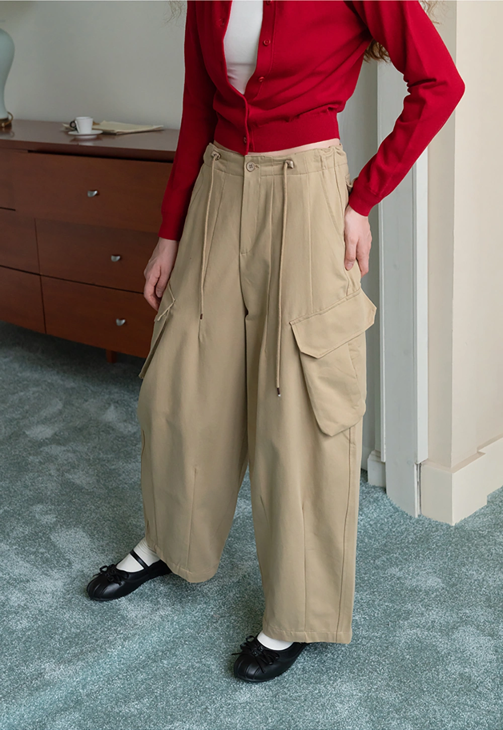 Womens High Waist Cargo Pants