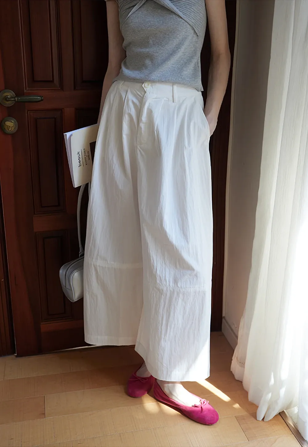 Wide Leg High Waist Cotton Pants