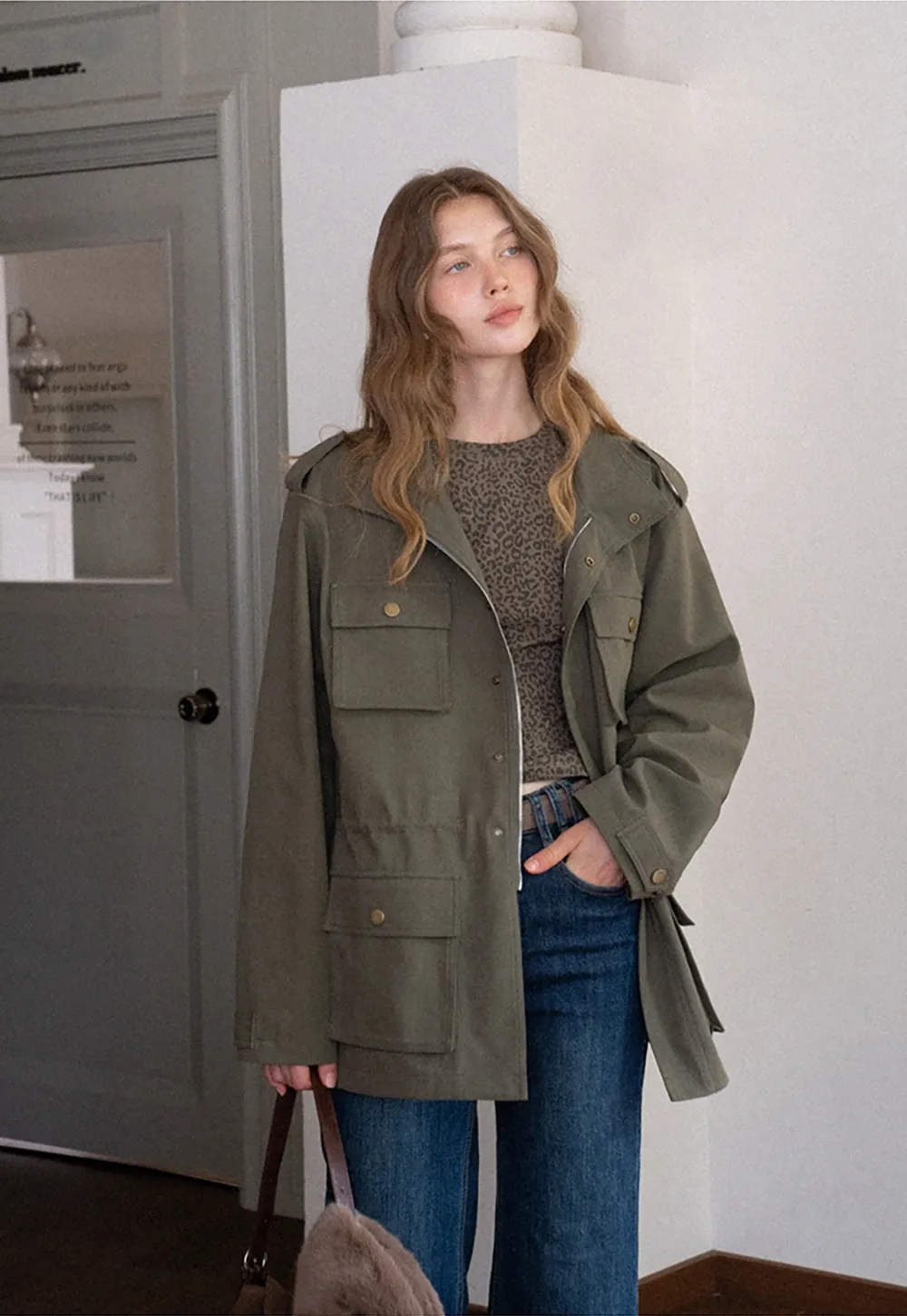 Womens Oversized Utility Pocket Jacket