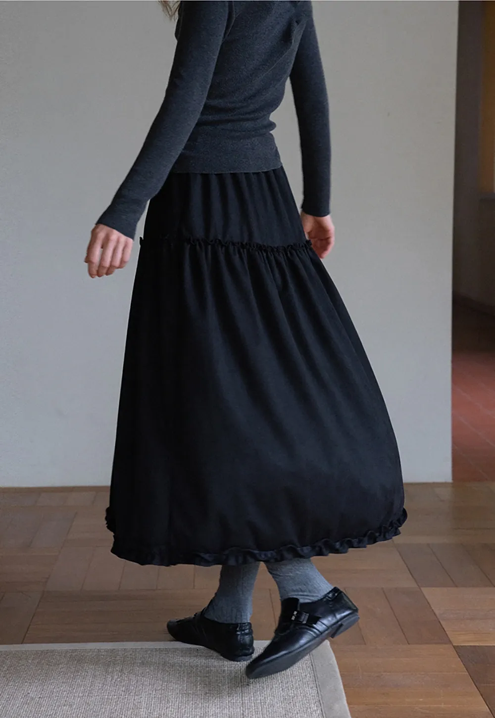 Womens High Waist Tiered Maxi Skirt