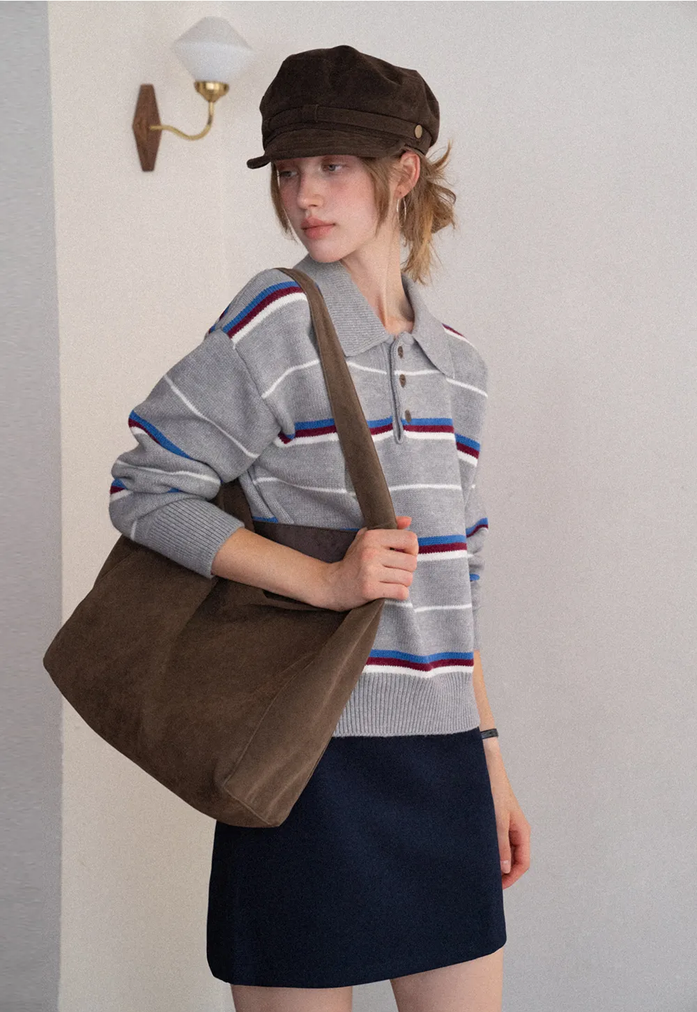 Striped Polo Knit Sweater