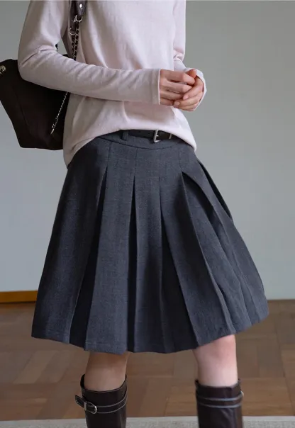 Women’s Pleated Mini Skirt with Belt