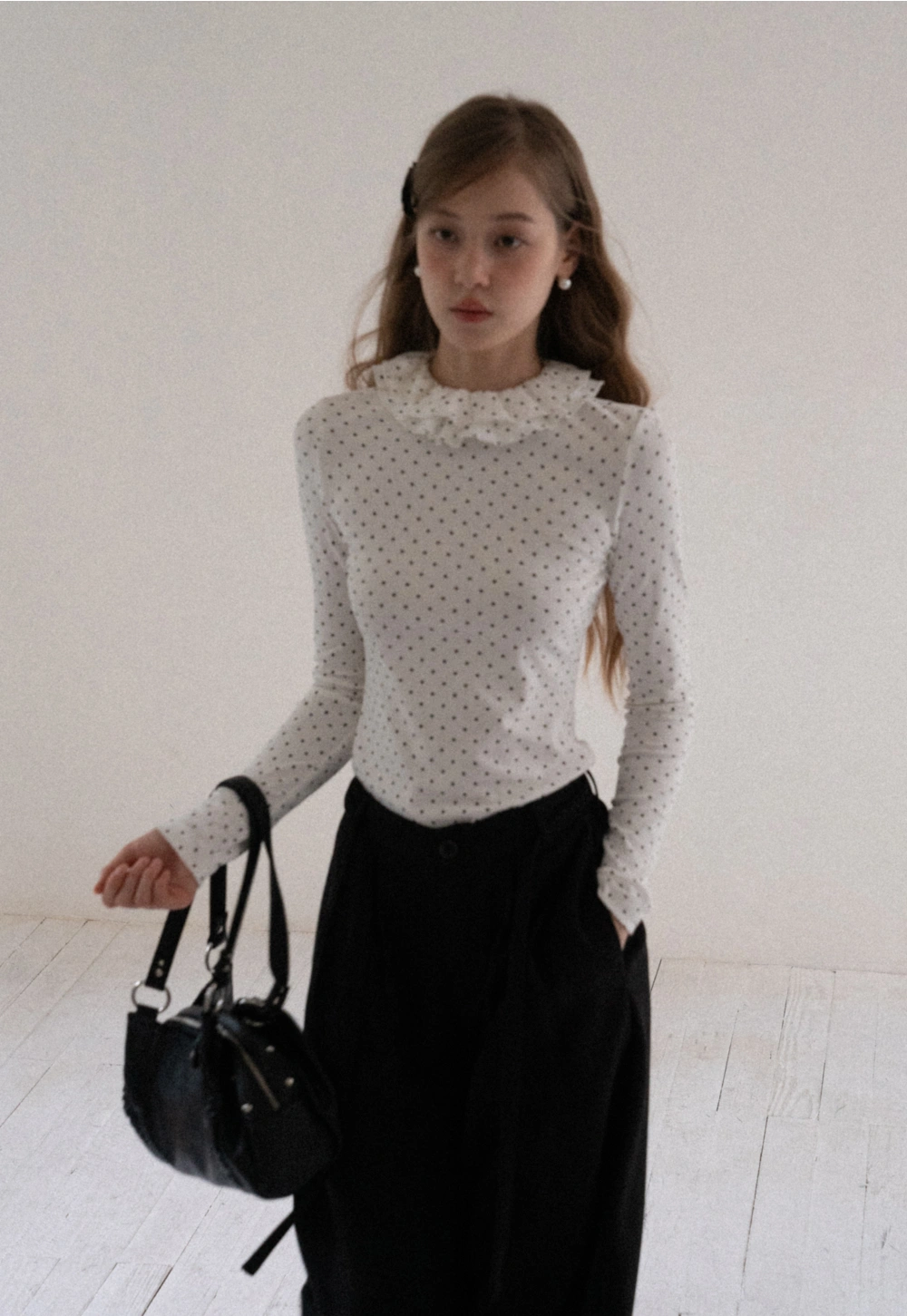 Women Polka Dot Long Sleeve T Shirt