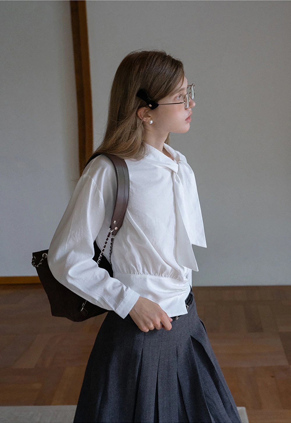 Women’s Tie Neck Long Sleeve Blouse