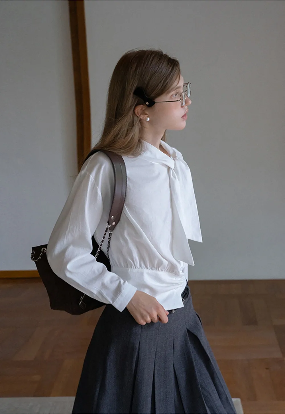 Women’s Tie Neck Long Sleeve Blouse