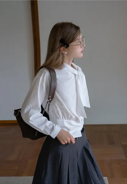 Women’s Tie Neck Long Sleeve Blouse