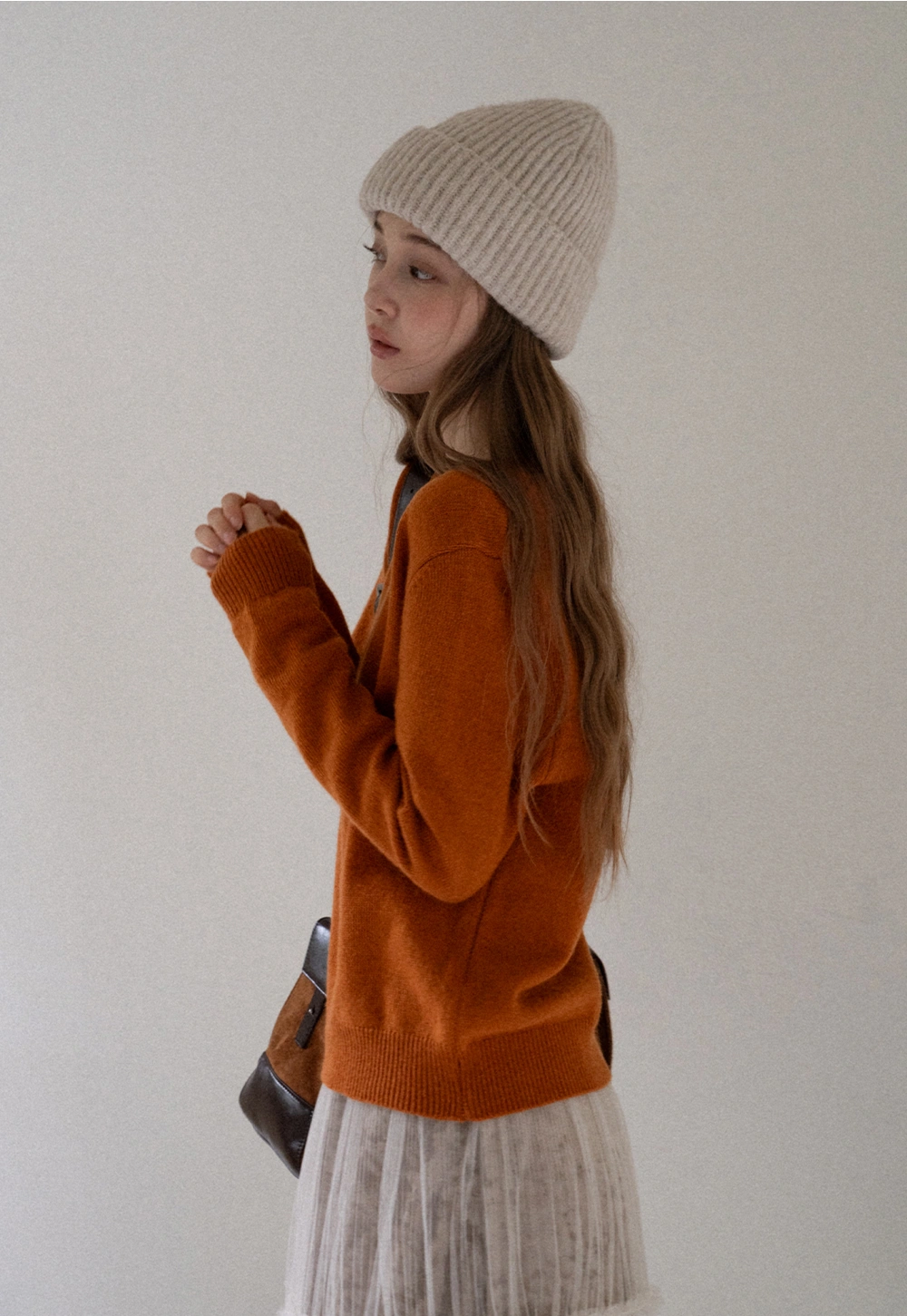 Womens Soft V Neck Knit Sweater