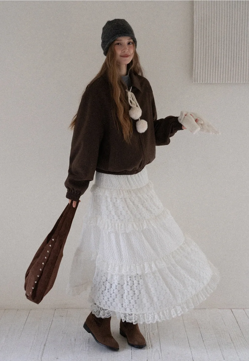 Women Zip Up Short Jacket Casual Long Sleeve Coat