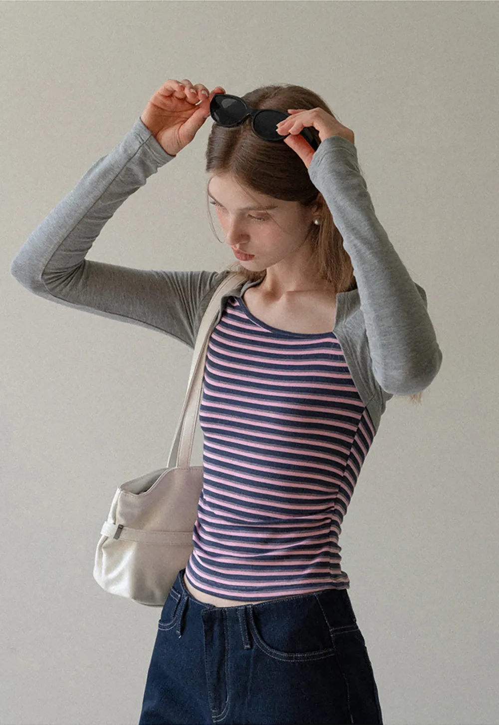 Striped Layered Shrug Top