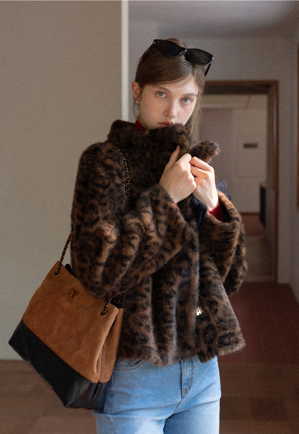 Vintage Faux Fur Leopard Jacket Women