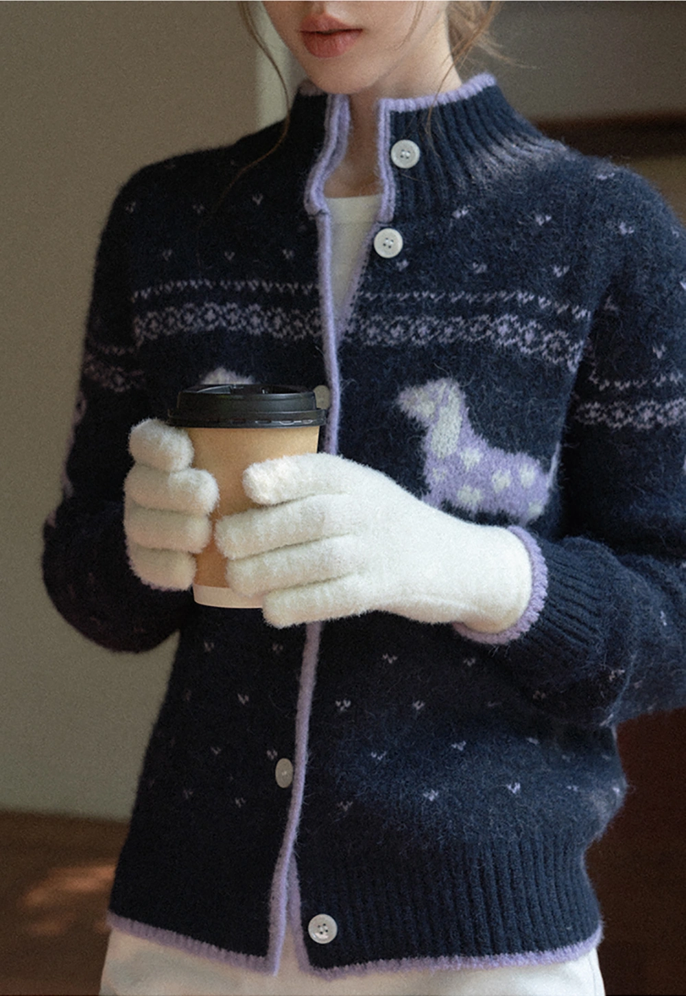 Solid Color Thick Knitted Finger Gloves