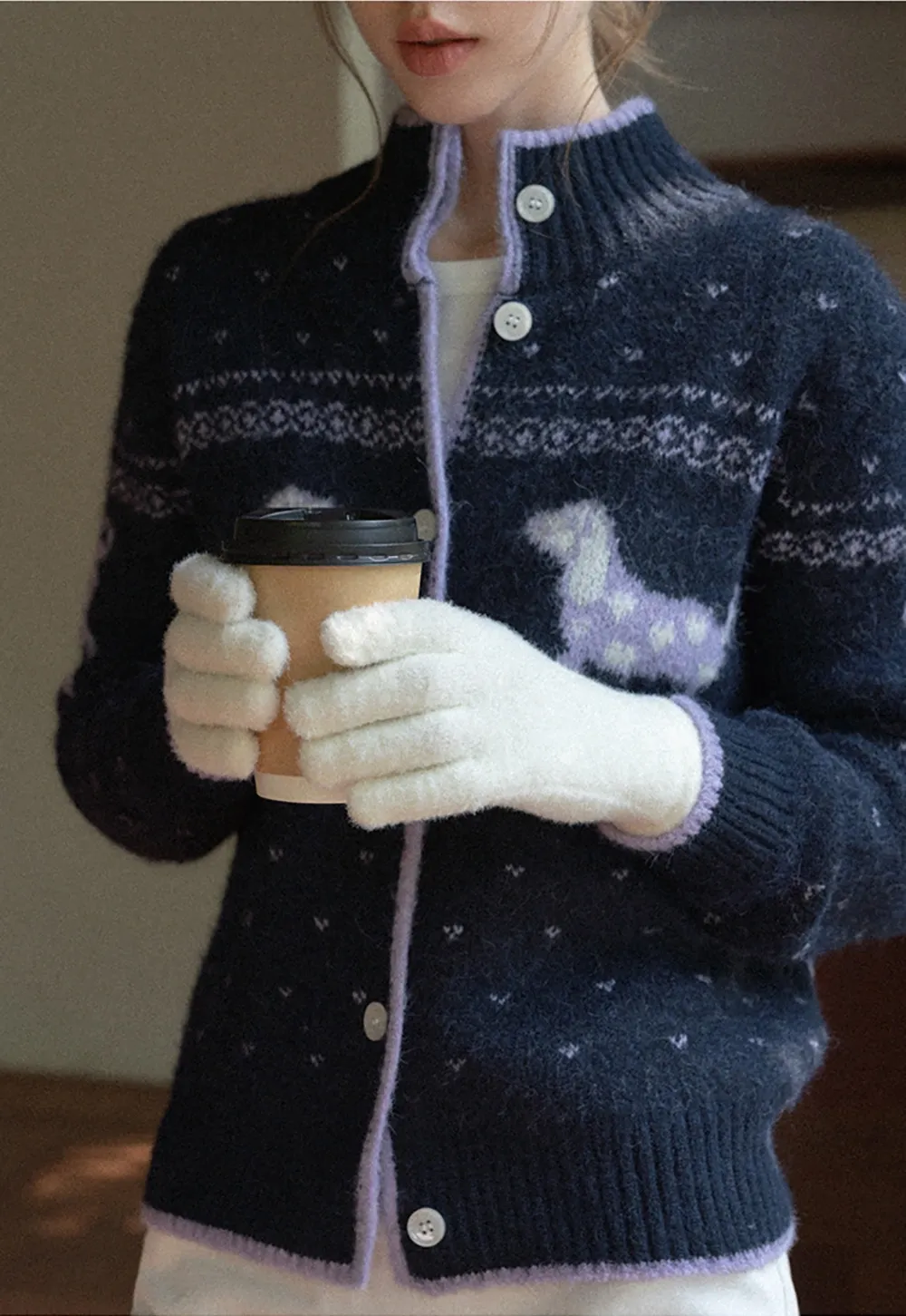 Solid Color Thick Knitted Finger Gloves