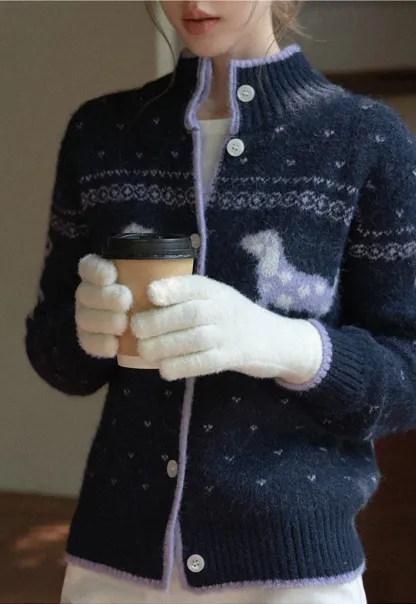 Solid Color Thick Knitted Finger Gloves