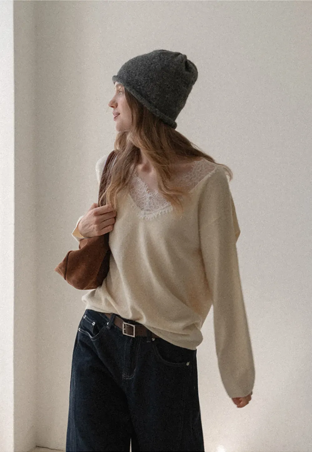 Lace Trim Fleece Top