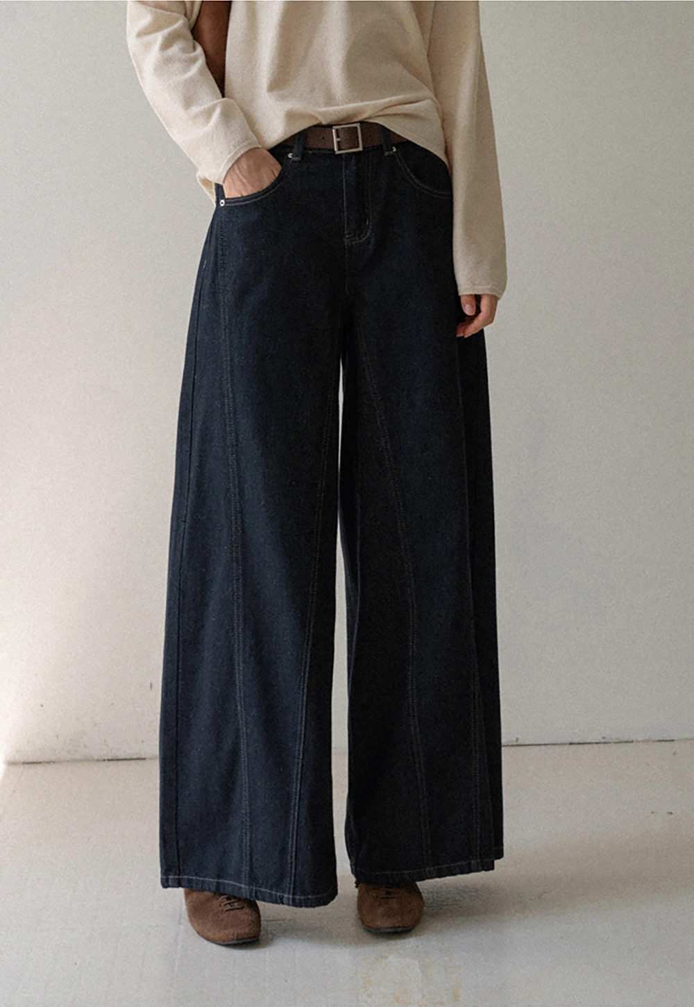 Women High Waist Wide Leg Denim Jeans Pants