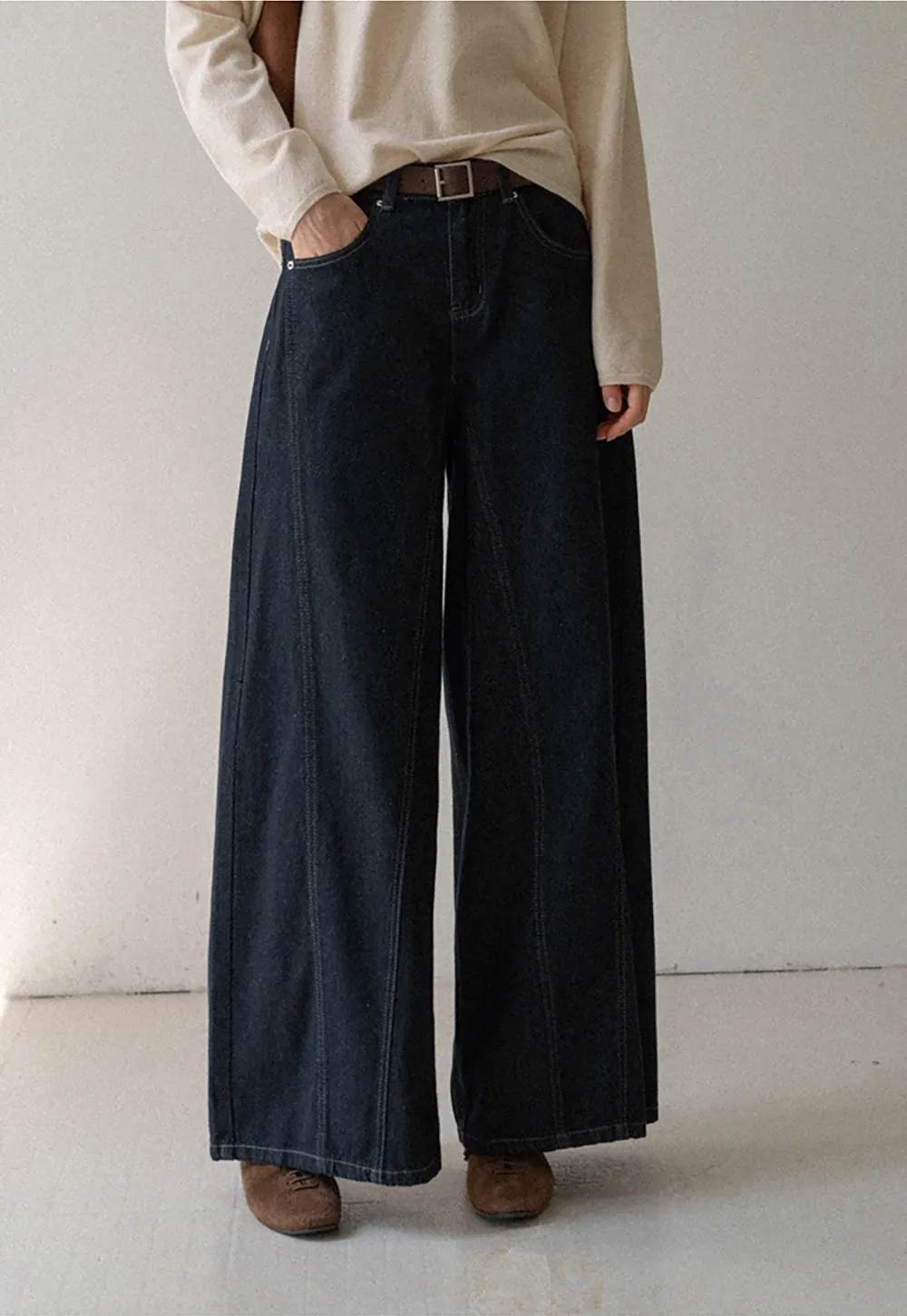 Women High Waist Wide Leg Denim Jeans Pants