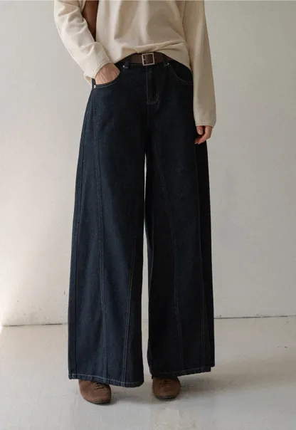 Women High Waist Wide Leg Denim Jeans Pants