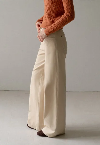 Women High Waist Corduroy Pants Wide Leg Casual