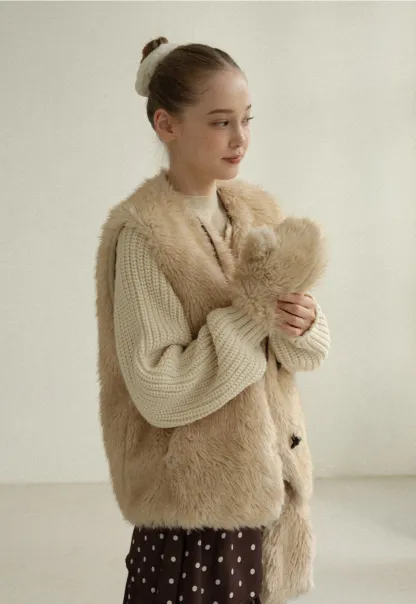 Soft Shearling Vest Women Warm Fuzzy Gilet