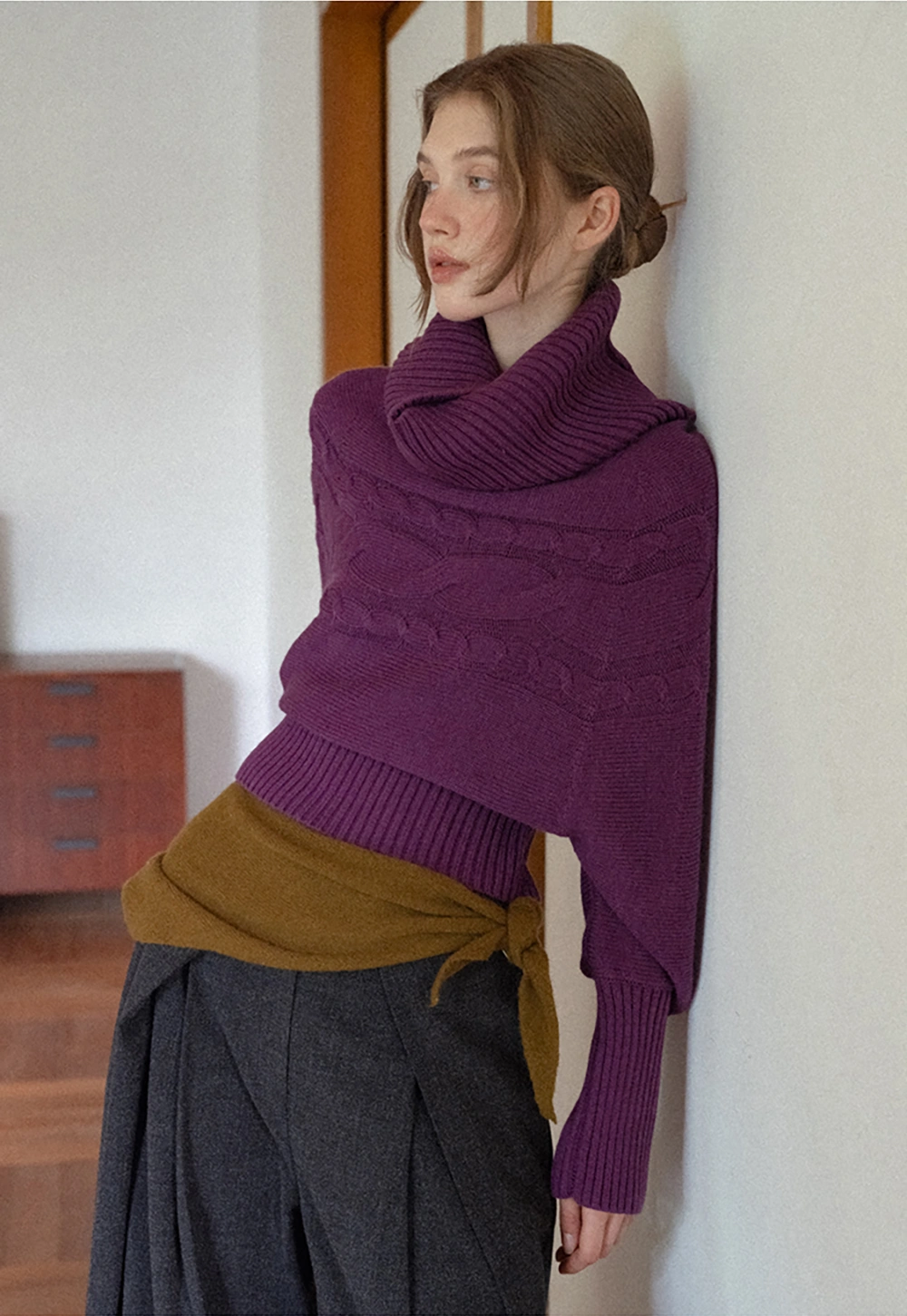 Women Ribbed Turtleneck Sweater