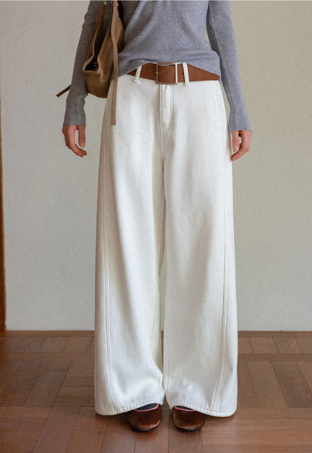 Womens High Waist Wide Leg Pants with Belt