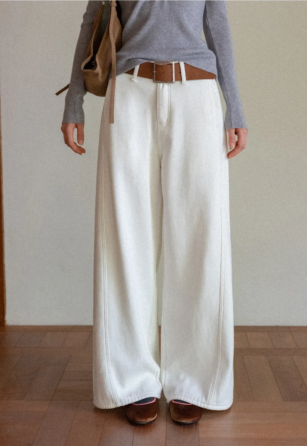 Womens High Waist Wide Leg Pants with Belt