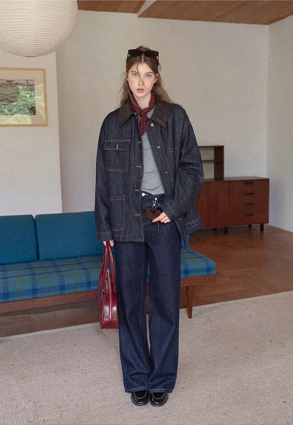 Denim Jacket with Contrast Collar