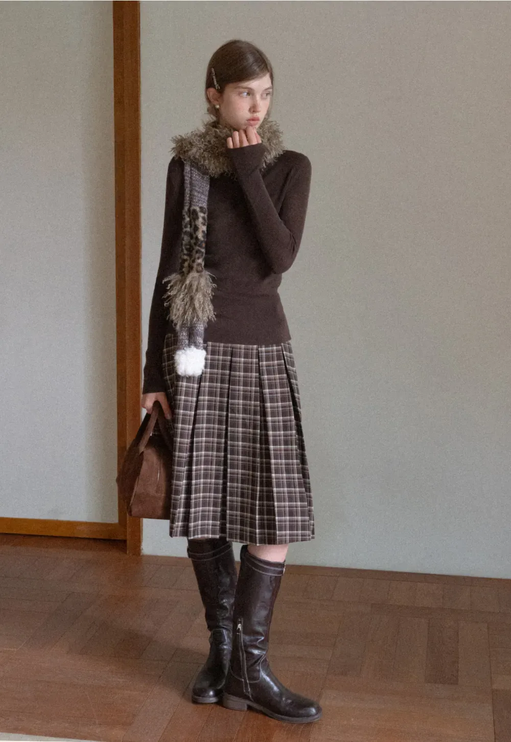 Mixed Texture Knit Scarf