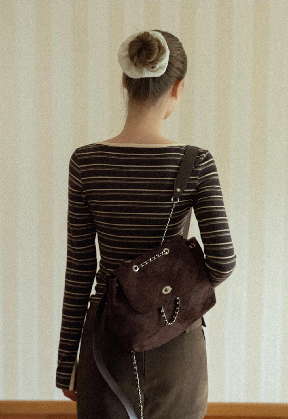 Women Striped Long Sleeve V-Neck Top