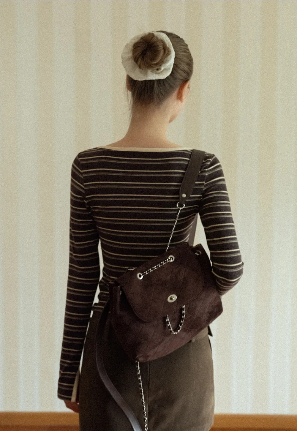 Women Striped Long Sleeve V-Neck Top