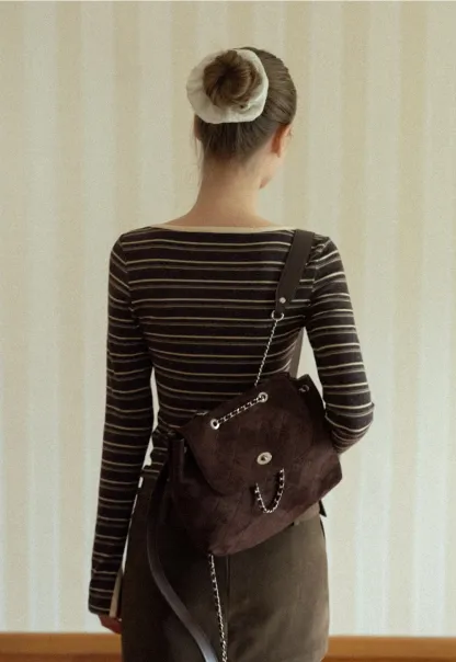 Women Striped Long Sleeve V-Neck Top