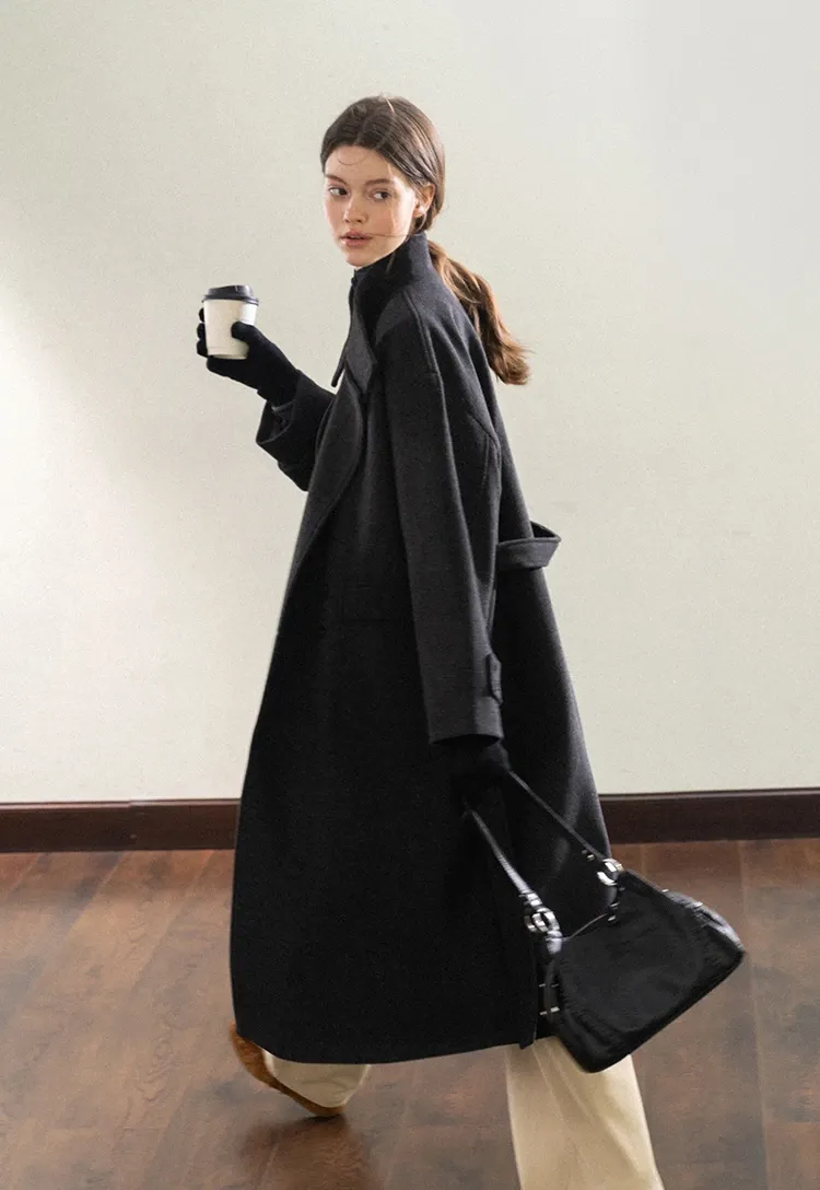 Padded Stand-Collar Wool Coat