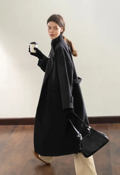 Padded Stand-Collar Wool Coat