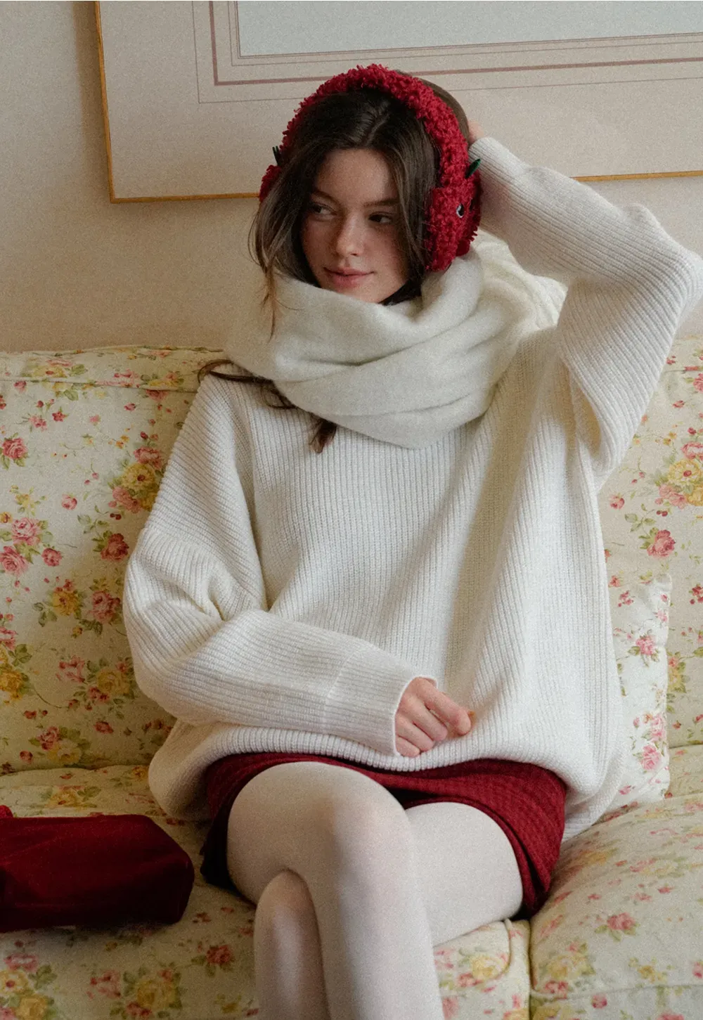 Ribbed V-Neck Knit Sweater