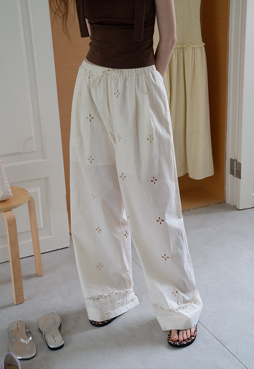 Women’s Eyelet Wide-Leg Drawstring Pants