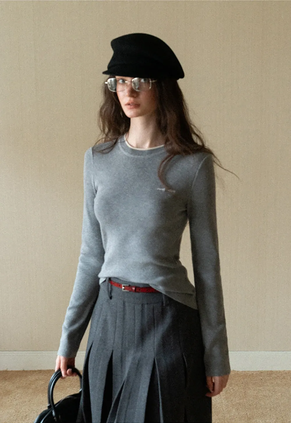 Women Long Sleeve Crop Knit Top