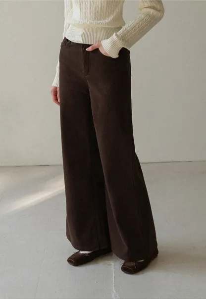 Soft Cotton Wide-Leg Pants with Button Detail