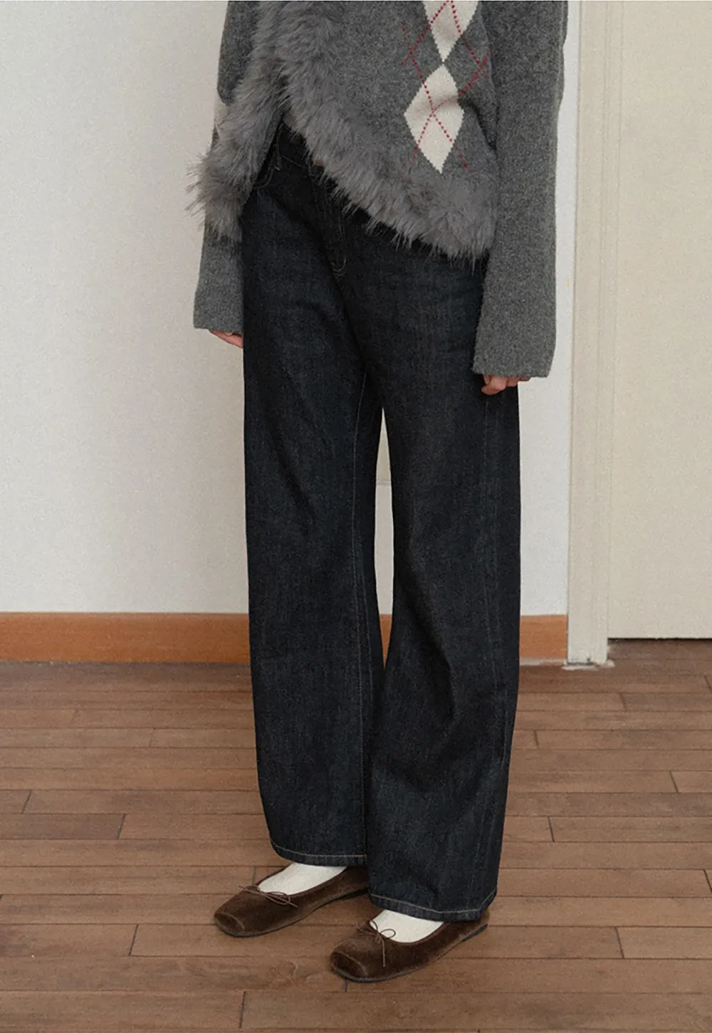 Women Classic High Rise Denim Wide Leg Pants